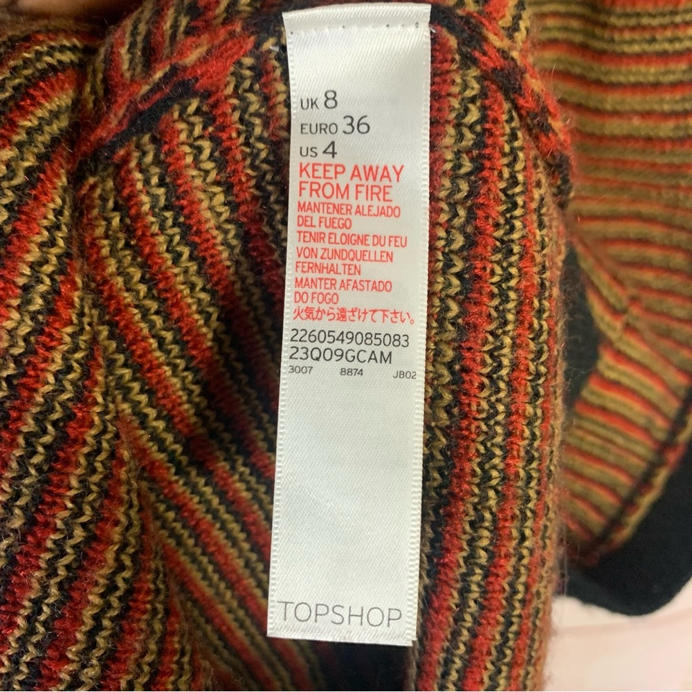 TopShop Multi Color Open Front Cardigan Size 4 - Picture 4 of 5